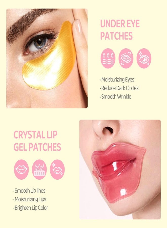 InfiniteRelax 30 Pcs Lip Masks & Eye Masks, 24K Gold Crystal Gel Collagen Eye Pads, Cherry Under Eye Patches for Puffy Eyes, Dark Circles, Wrinkles and Fine Lines, Bachelorette Party Favors, Bridesmaid Gifts - Image 2